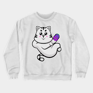 Cat as Bodybuilder with Dumbbell Crewneck Sweatshirt